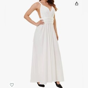 Clothink Convertible Warp Maxi Dress, White XL